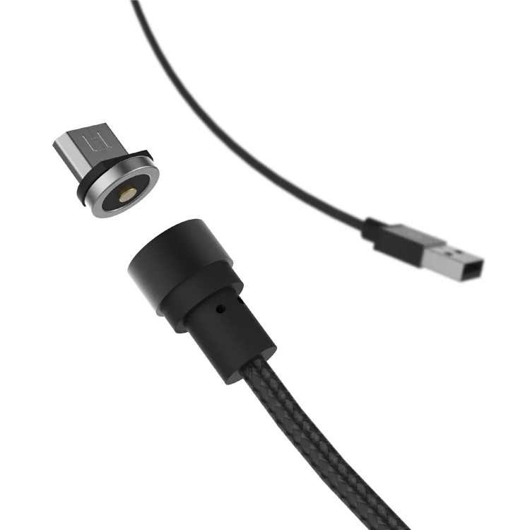 WSKEN Woven Texture Nylon Magnetic Micro USB Charging Cable for Samsung Huawei HTC - Black