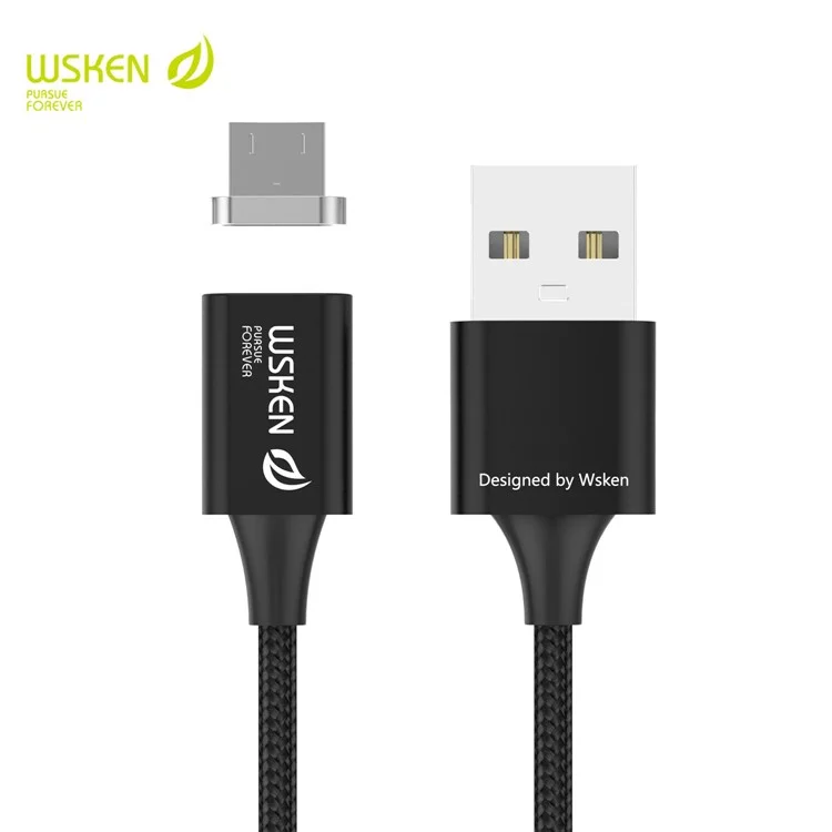 WSKEN X Cable Lite 1m 2A Data Sync Charge Magnetic Micro USB Woven Cable - Black
