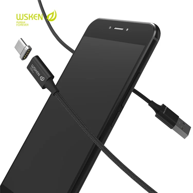 WSKEN X Cable Lite 1m 3A USB Type-C Data Sync Charge Magnetic Cable - Black