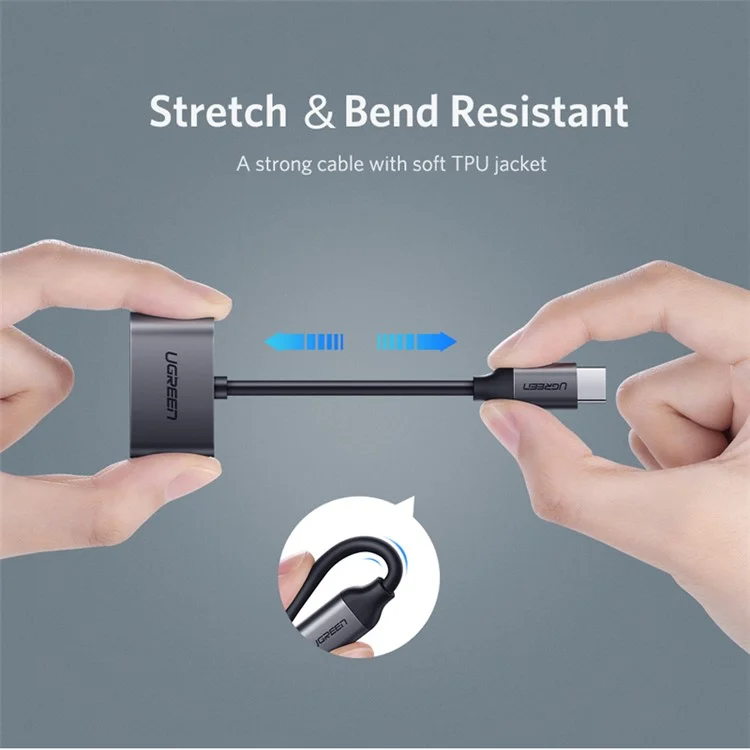 Cavo adattatore UGREEN USB Type-C a 3,5 mm Jack Aux Audio + Porta di ricarica Type-C femmina