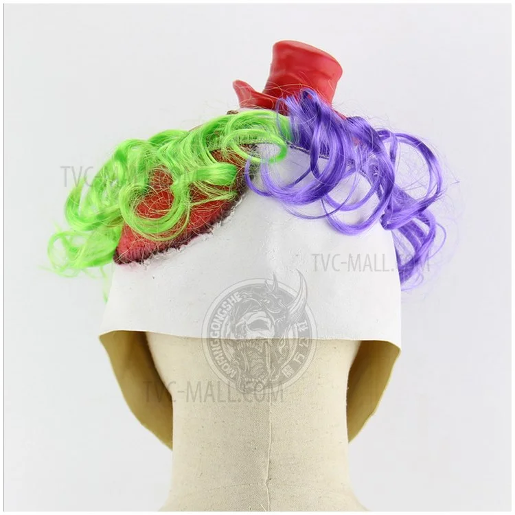 Clown Wearing Red Hat Mask Full Face Halloween Monster Latex Head Mask Party Cosplay Costume