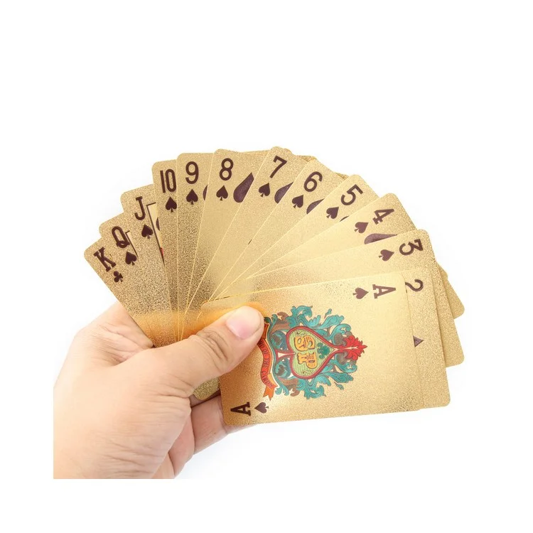 54Pcs Creative Waterproof 100 Dollar Plastic Poker Gold Foil Playing Cards Pokers Set - Gold Color