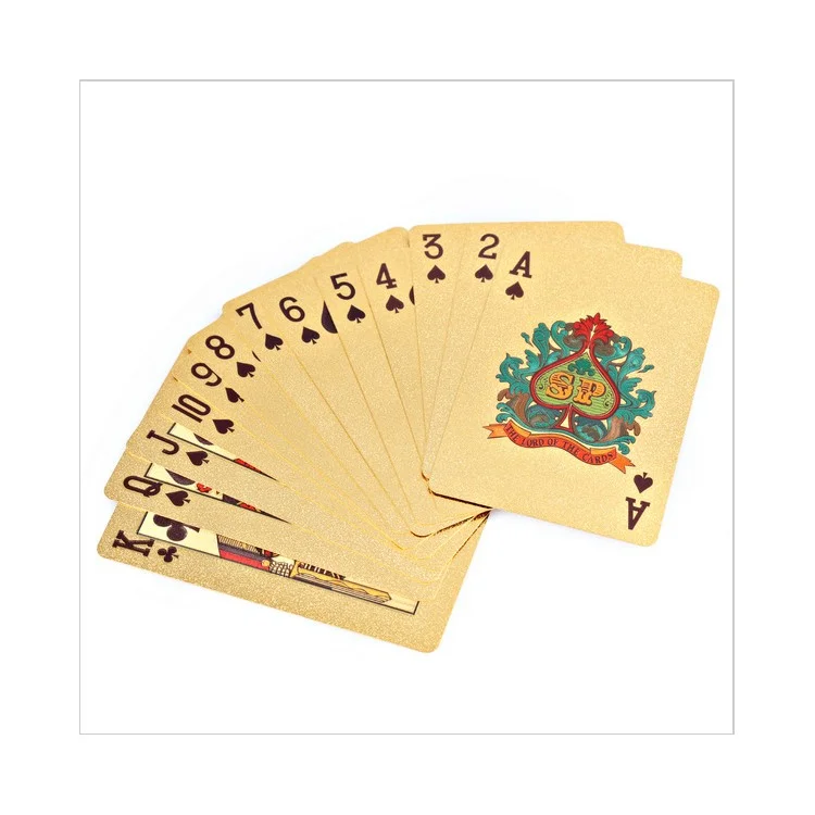 54Pcs Creative Waterproof 100 Dollar Plastic Poker Gold Foil Playing Cards Pokers Set - Gold Color