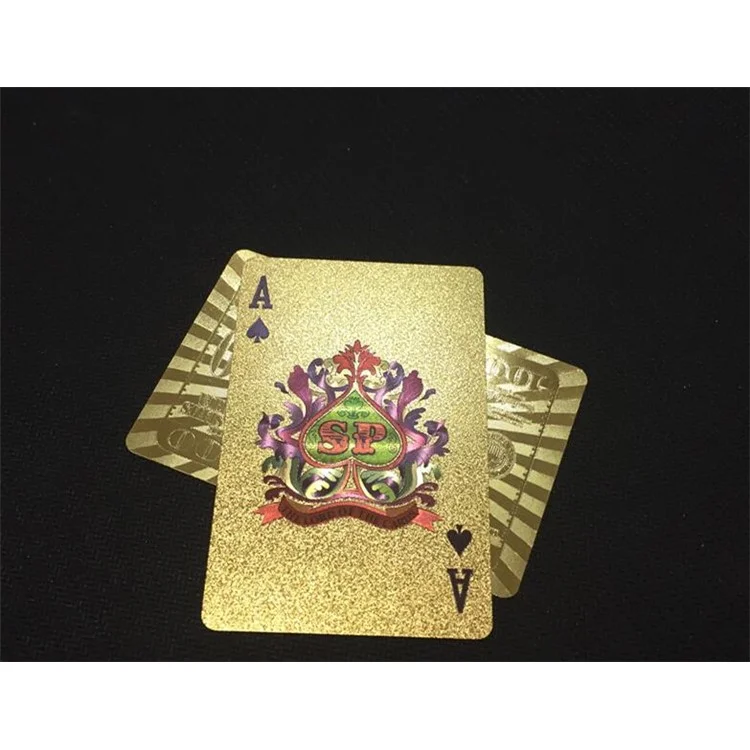 54Pcs Creative Waterproof 100 Dollar Plastic Poker Gold Foil Playing Cards Pokers Set - Gold Color