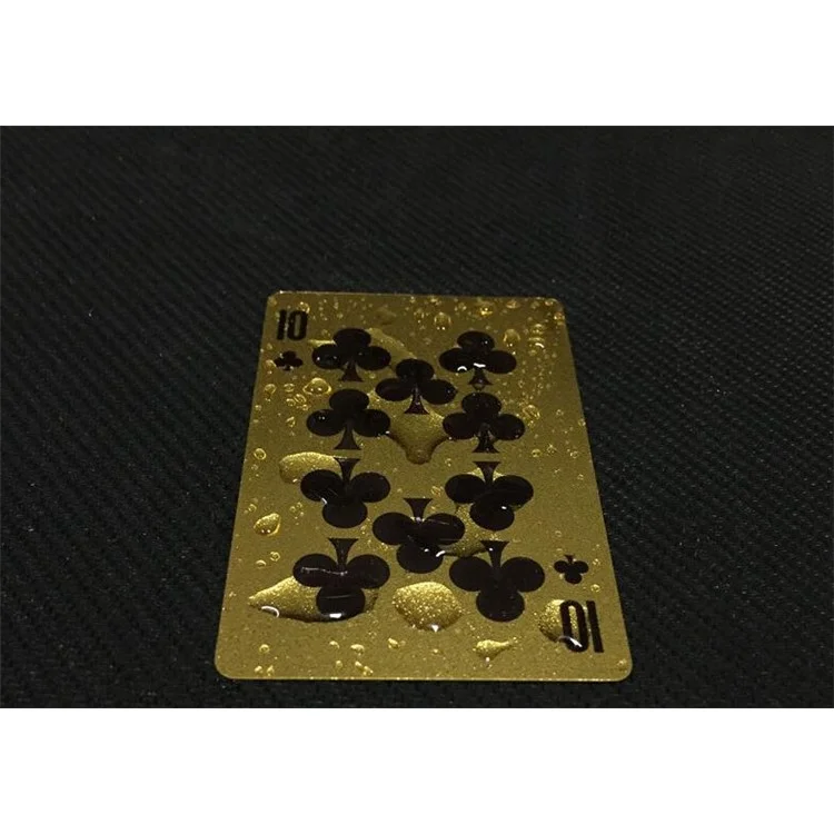 54Pcs Creative Waterproof 100 Dollar Plastic Poker Gold Foil Playing Cards Pokers Set - Gold Color