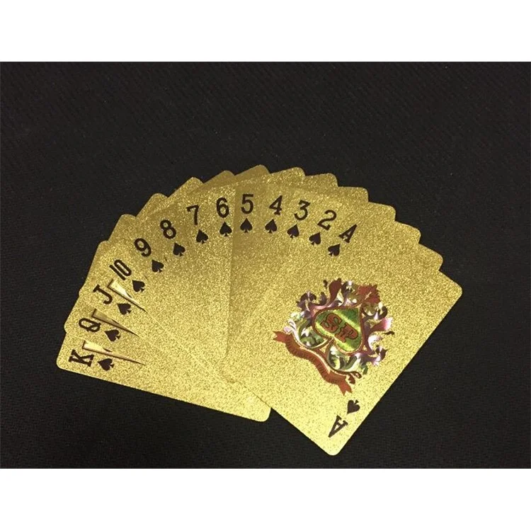 54Pcs Creative Waterproof 100 Dollar Plastic Poker Gold Foil Playing Cards Pokers Set - Gold Color