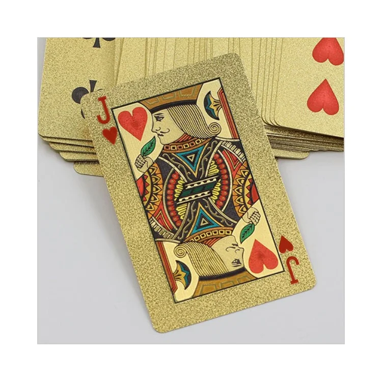 54Pcs Creative Waterproof 100 Dollar Plastic Poker Gold Foil Playing Cards Pokers Set - Gold Color