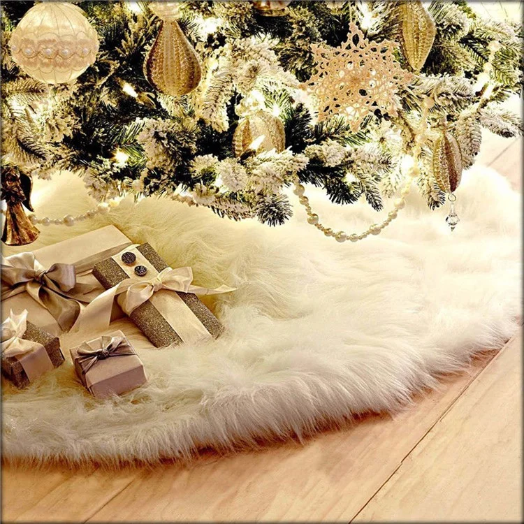 Christmas Tree Plush Skirt Holiday Tree Ornament Decoration, Diameter: 78cm - White