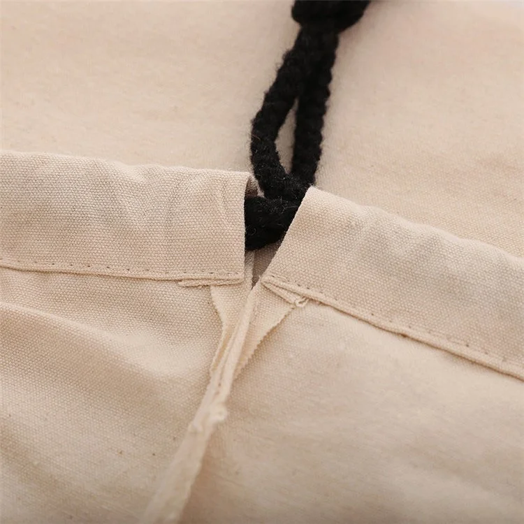 Cotton Canvas Drawstring Christmas Gifts Bag Santa Sack - Santa and Moose Delivery / Beige