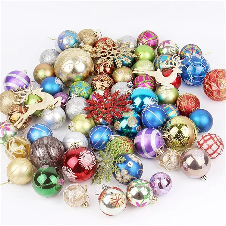 60-70PCS/Lot Christmas Tree Decor Ball Bauble Xmas Party Hanging Ball Ornament Decorations