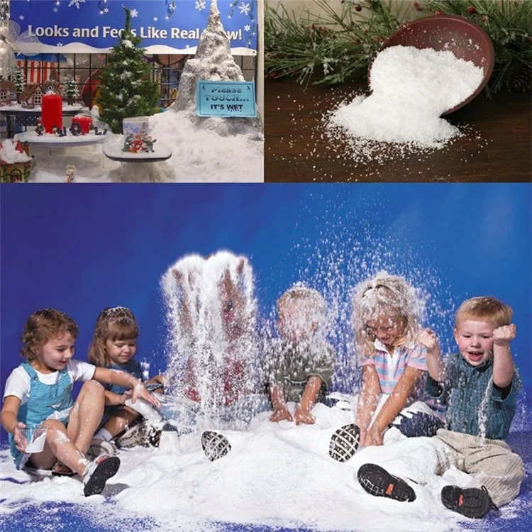 Polvere di neve istantanea Fiocco di neve soffice Super assorbente Decorazione natalizia congelata