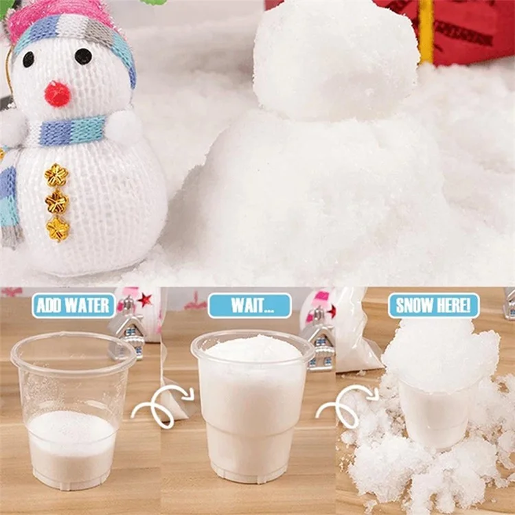 Polvere di neve istantanea Fiocco di neve soffice Super assorbente Decorazione natalizia congelata
