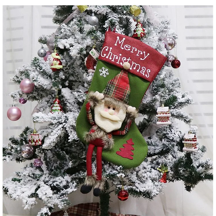 Christmas Stocking Santa Claus Socks Gift Bag Xmas Tree Hanging Decoration - Santa Claus