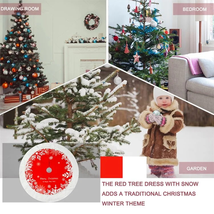 Jupe de sapin de Noël imprimée de flocons de neige de 120 cm Ornement pour arbre de Noël à la maison, dans les centres commerciaux et les hôtels