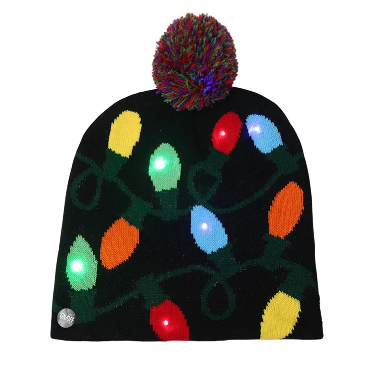 LED Light-Up Ugly Sweater Holiday Xmas Christmas Beanie - String Lights