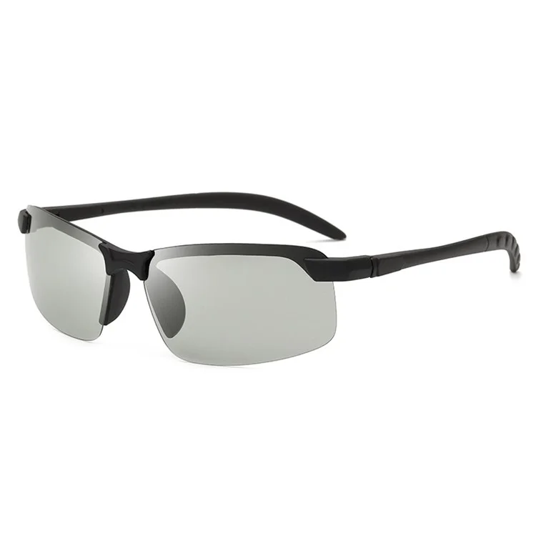 3034 Photochromic Polarized Discoloration Sunglasses Rimless for Driving - Black