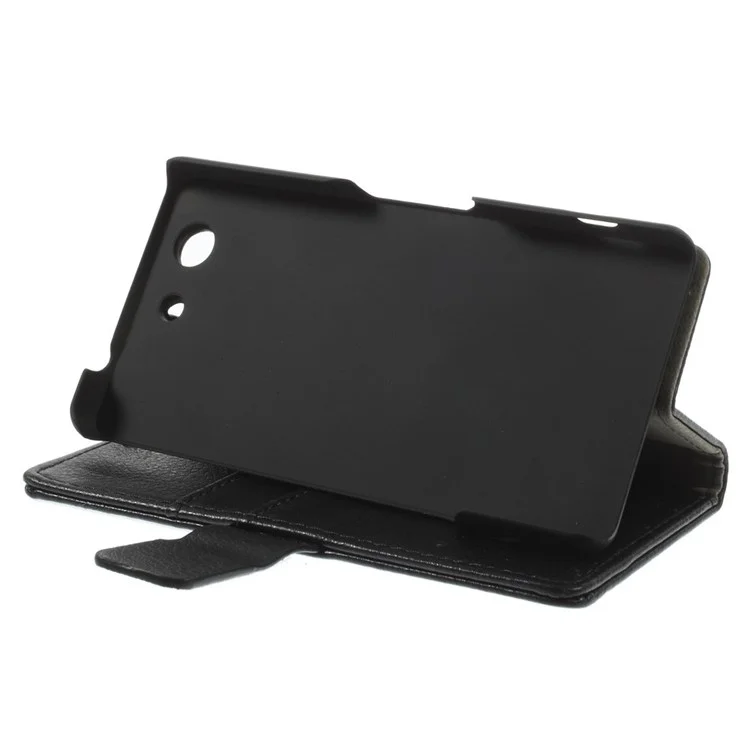 Lychee Texture Wallet Leather Bracket Case for Sony Xperia Z3 Compact D5803 M55w - Black