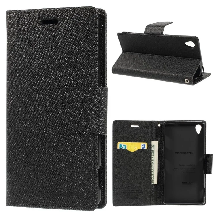 Mercury GOOSPERY Fancy Diary Wallet Leather Case for Sony Xperia Z3 D6653 D6603 - Black