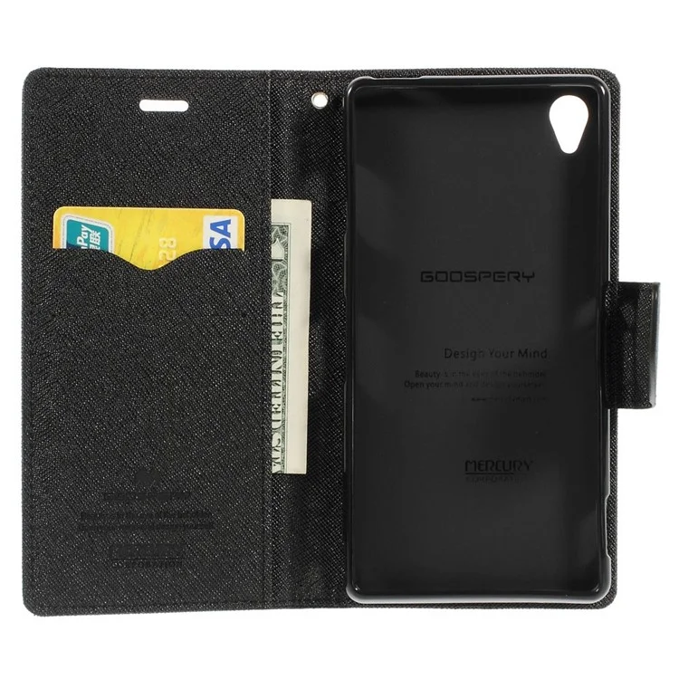 Mercury GOOSPERY Fancy Diary Wallet Leather Case for Sony Xperia Z3 D6653 D6603 - Black
