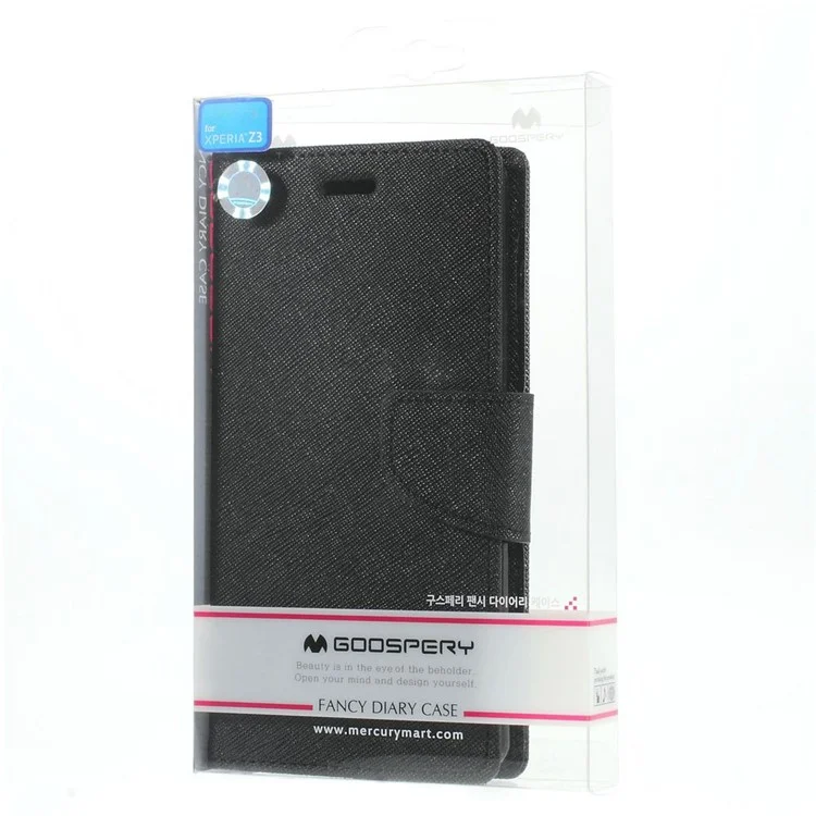 Mercury GOOSPERY Fancy Diary Wallet Leather Case for Sony Xperia Z3 D6653 D6603 - Black