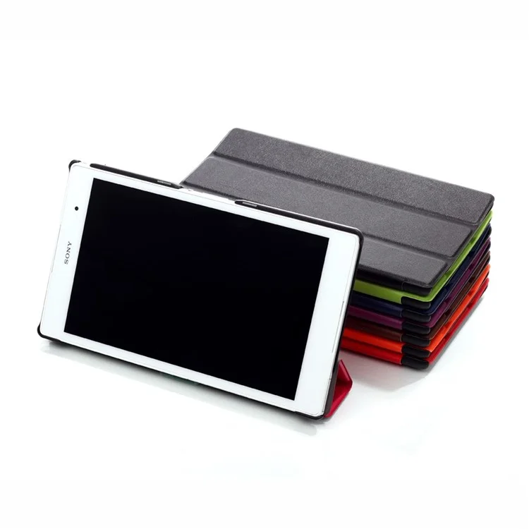 Tri-fold Stand Smart Leather Folio Cover for Sony Xperia Z3 Tablet Compact SGP611 SGP612 - Black