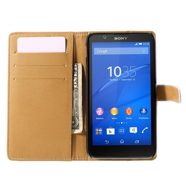 Magnetic Leatherette Case Card Holder for Sony Xperia E4 - Dock at Sunset