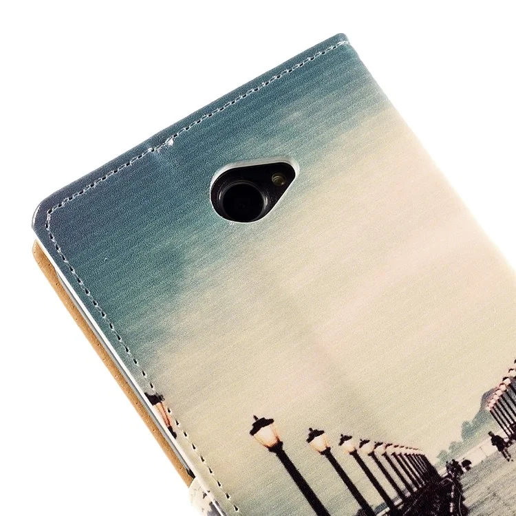 Magnetic Leatherette Case Card Holder for Sony Xperia E4 - Dock at Sunset