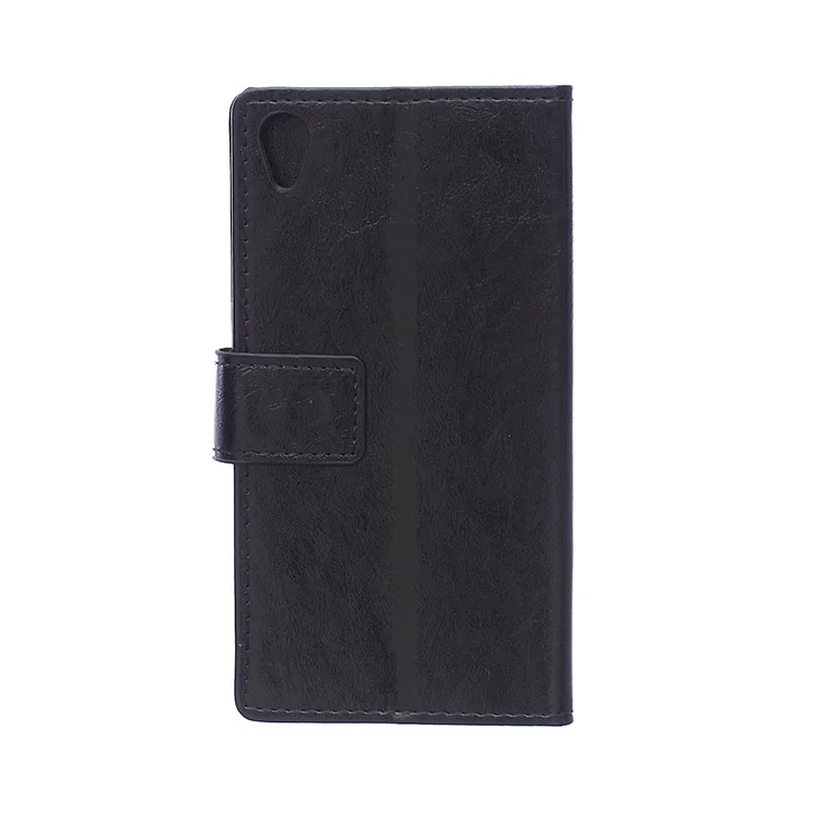 Crazy Horse Wallet Leather Stand Case for Sony Xperia M4 Aqua / Dual - Black