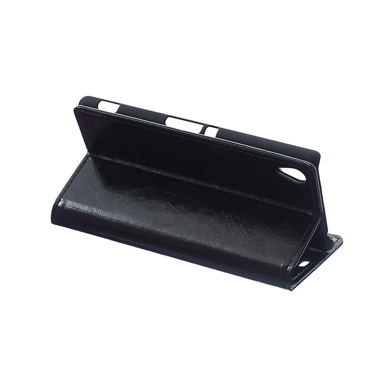 Crazy Horse Wallet Leather Stand Case for Sony Xperia M4 Aqua / Dual - Black