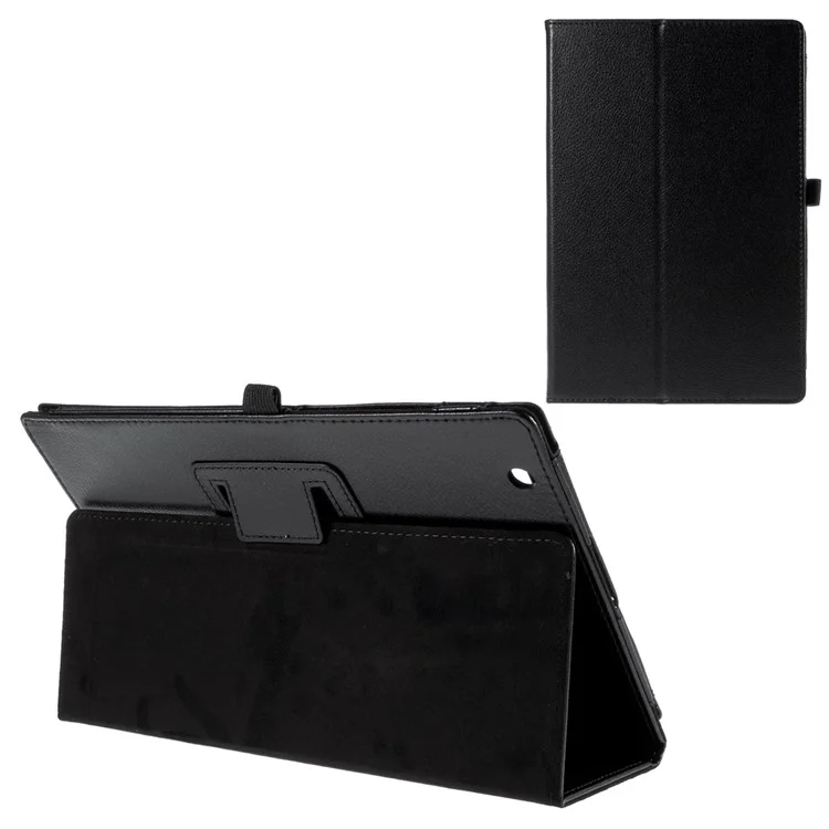 Lychee Grain Leather Stand Cover for Sony Xperia Z4 Tablet - Black