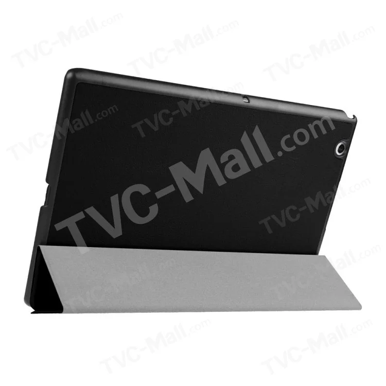 Custer Textur Tri-fold Stand Leder Schutzhülle Für Sony Xperia Z4 Tablet - Schwarz