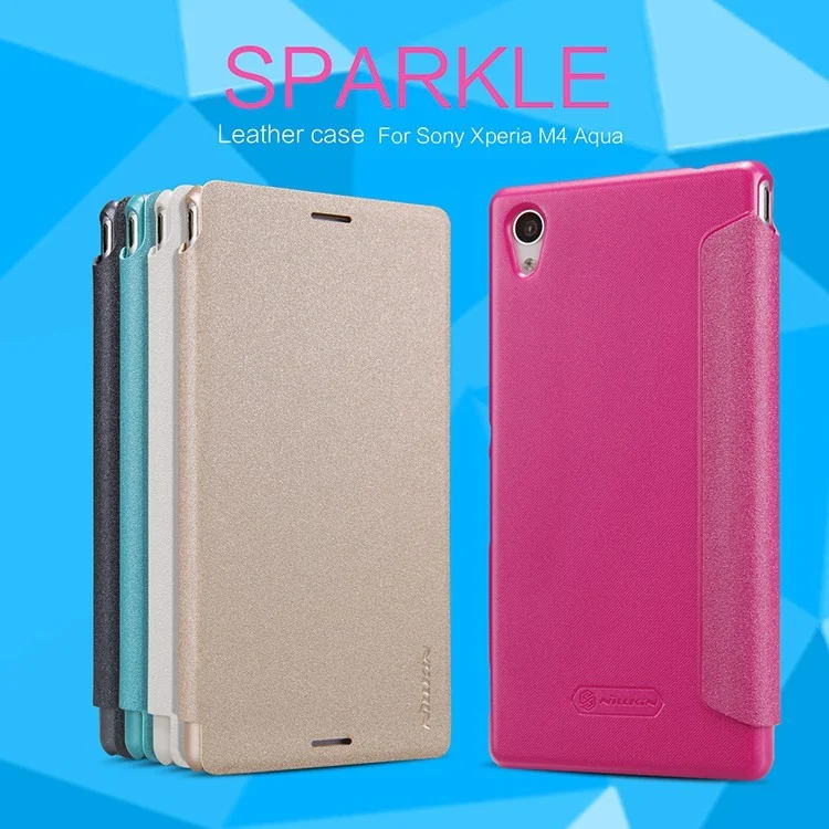 NILLKIN Sparkle Series Leather Case for Sony Xperia M4 Aqua / M4 Aqua Dual - White