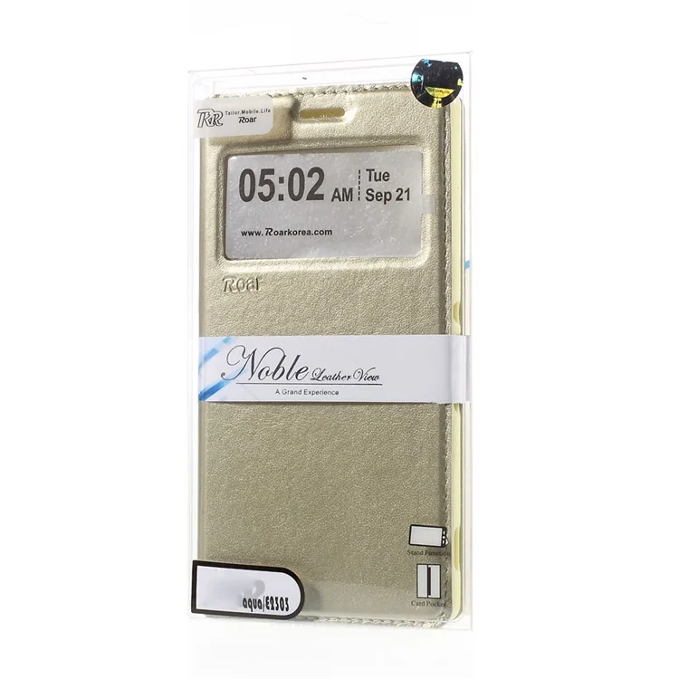 ROAR KOREA for Sony Xperia M4 Aqua / Dual Noble Leather View Case Card Holder - Champagne