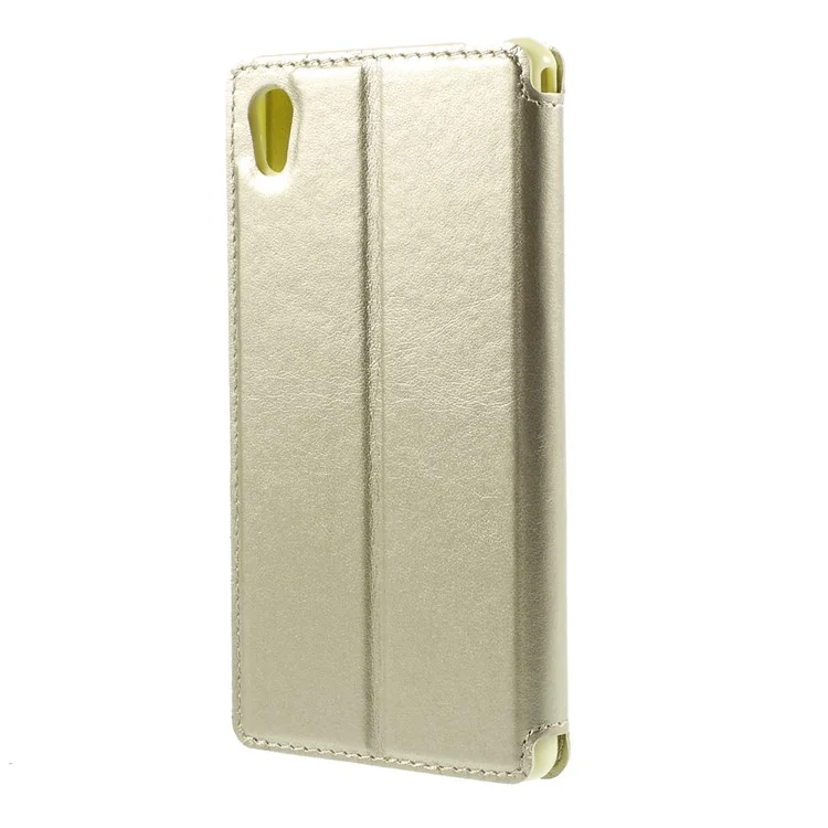 ROAR KOREA for Sony Xperia M4 Aqua / Dual Noble Leather View Case Card Holder - Champagne
