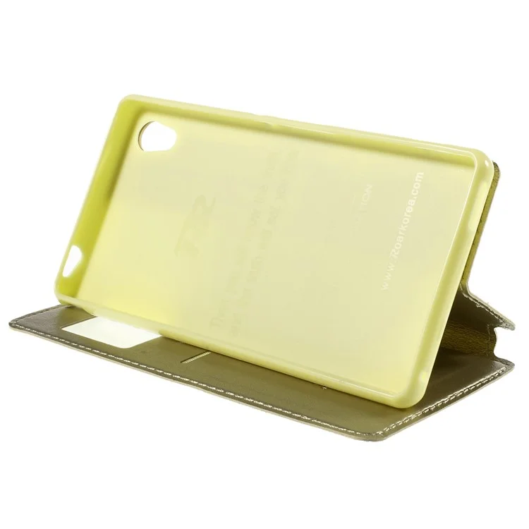 ROAR KOREA for Sony Xperia M4 Aqua / Dual Noble Leather View Case Card Holder - Champagne