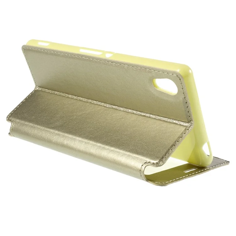 ROAR KOREA for Sony Xperia M4 Aqua / Dual Noble Leather View Case Card Holder - Champagne