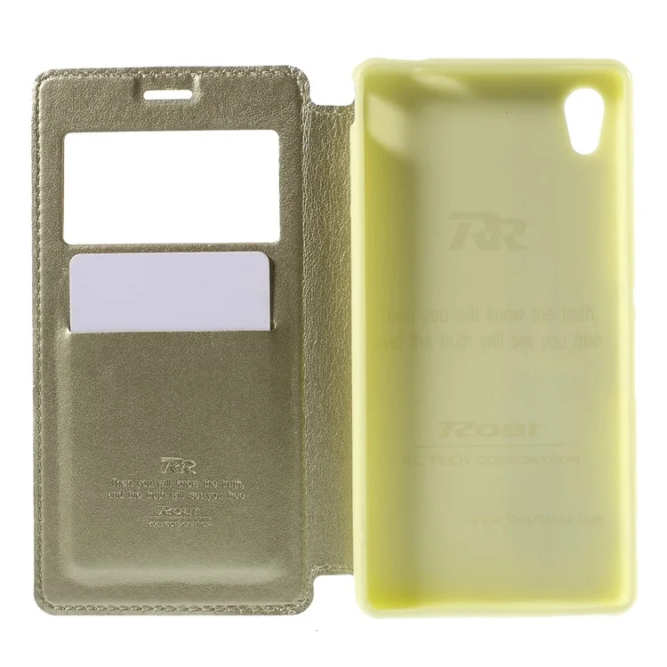 ROAR KOREA for Sony Xperia M4 Aqua / Dual Noble Leather View Case Card Holder - Champagne