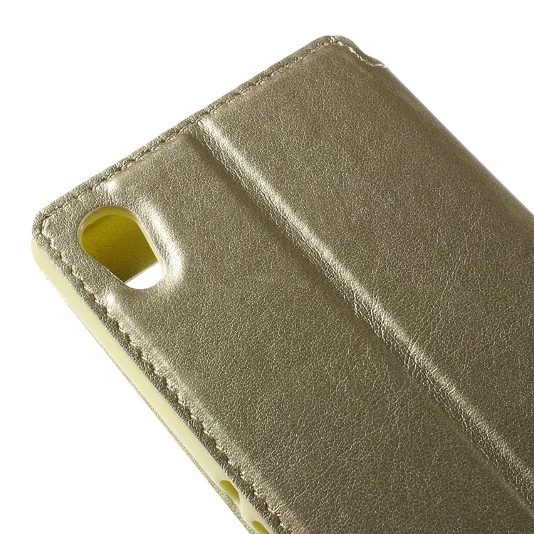 ROAR KOREA for Sony Xperia M4 Aqua / Dual Noble Leather View Case Card Holder - Champagne