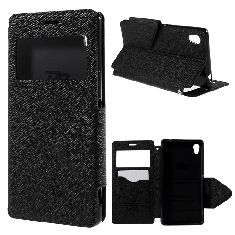 ROAR KOREA Diary View Leather Case Cover for Sony Xperia M4 Aqua / Dual - Black