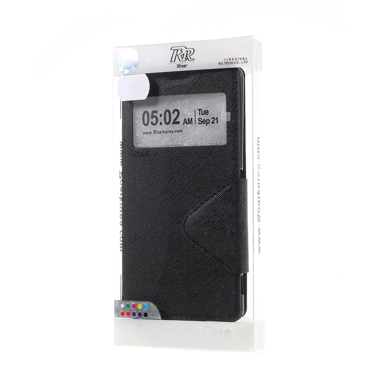 ROAR KOREA Diary View Leather Case Cover for Sony Xperia M4 Aqua / Dual - Black