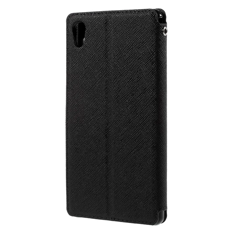 ROAR KOREA Diary View Leather Case Cover for Sony Xperia M4 Aqua / Dual - Black