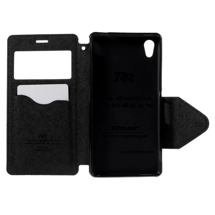 ROAR KOREA Diary View Leather Case Cover for Sony Xperia M4 Aqua / Dual - Black
