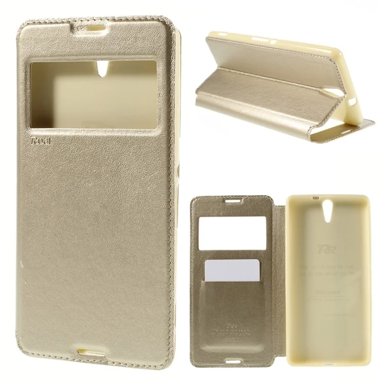 ROAR KOREA View Window Leather Cover for Sony Xperia C5 Ultra E5553 / Ultra Dual E5533 - Champagne