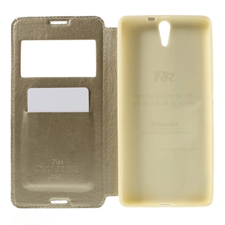 ROAR KOREA View Window Leather Cover for Sony Xperia C5 Ultra E5553 / Ultra Dual E5533 - Champagne