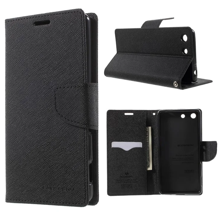 MERCURY GOOSPERY Leather Cover Wallet for Sony Xperia M5 E5603 / M5 Dual E5633 - Black