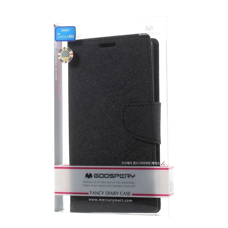MERCURY GOOSPERY Leather Cover Wallet for Sony Xperia M5 E5603 / M5 Dual E5633 - Black