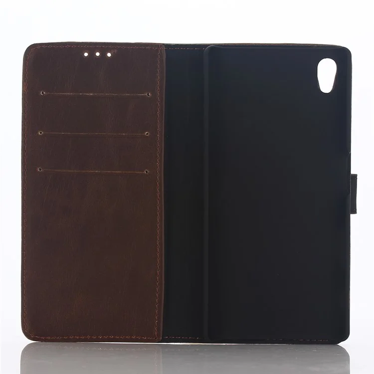 Retro Crazy Horse Wallet Leather Case for Sony Xperia Z5 Premium / Z5 Premium Dual - Coffee