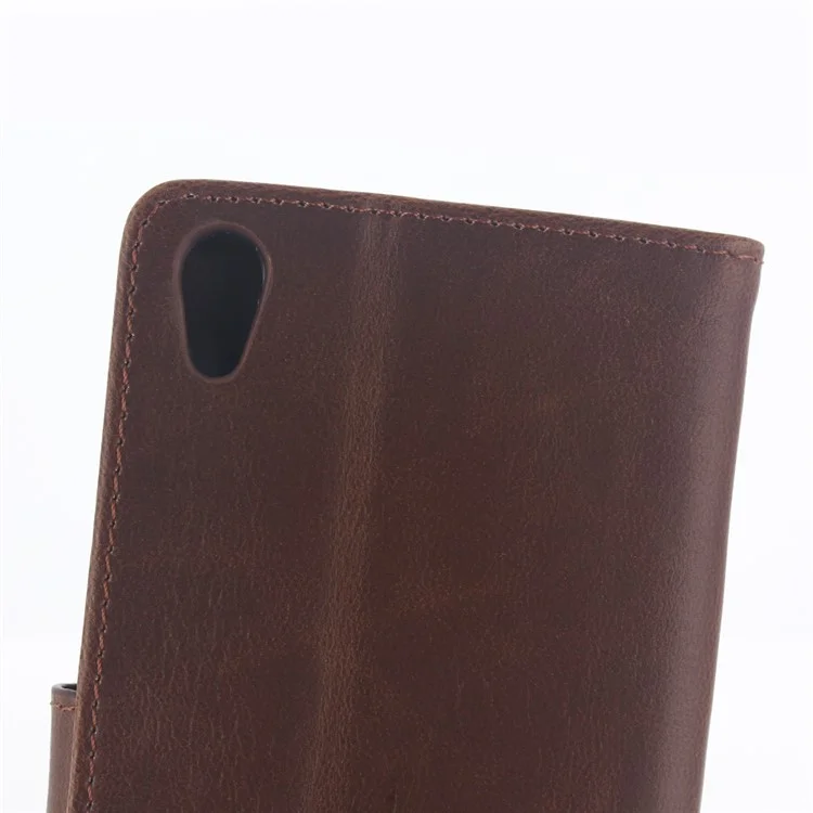 Retro Crazy Horse Wallet Leather Case for Sony Xperia Z5 Premium / Z5 Premium Dual - Coffee