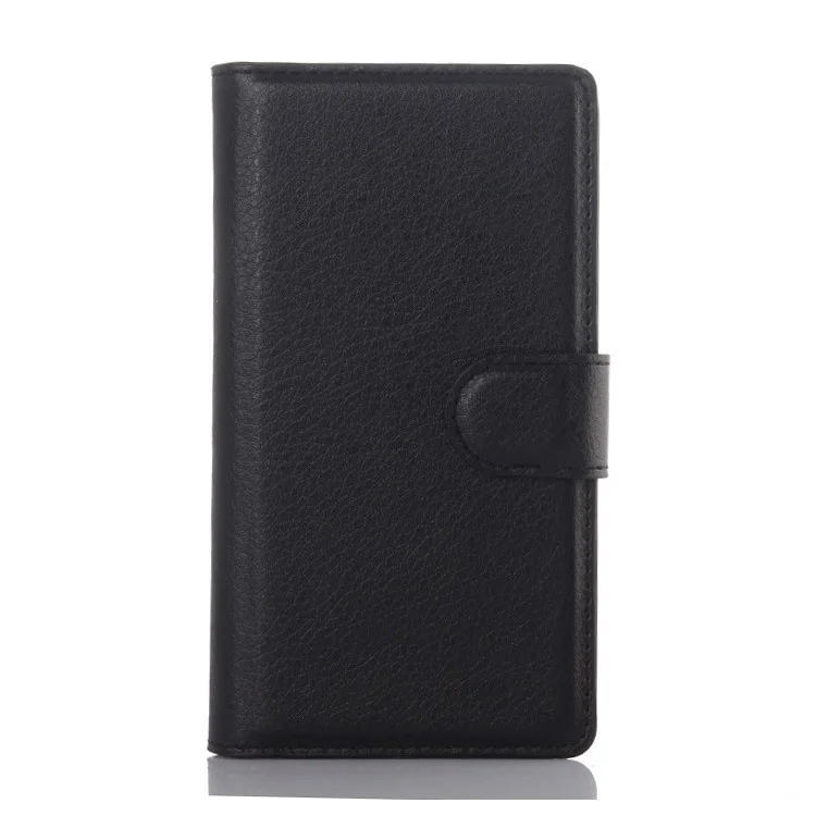 Litchi Skin Wallet Leather Stand Case for Sony Xperia Z5 Compact - Black
