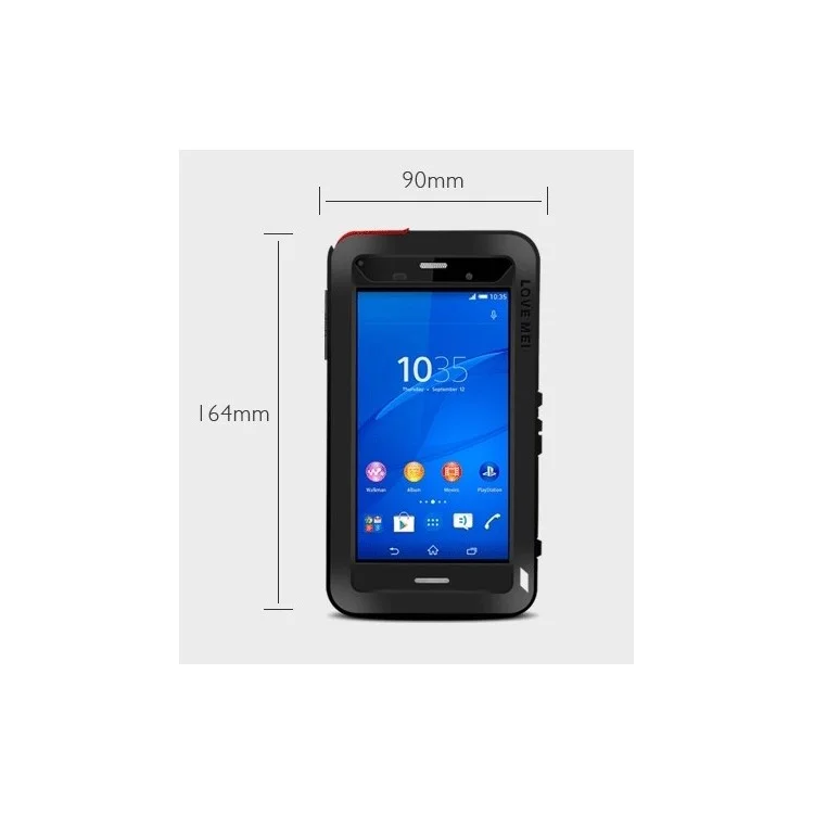Black LOVE MEI for Sony Xperia Z3 D6603 D6643 Shockproof Dropproof Dustproof Powerful Case